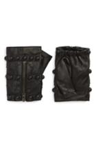 Women's Agnelle Lambskin Leather Fingerless Gloves .5 - Black
