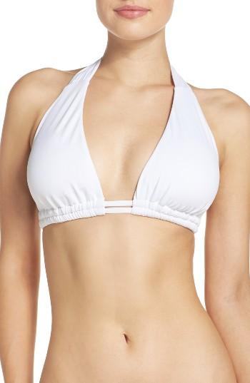 Women's Becca Color Code Halter Bikini Top, Size D - White