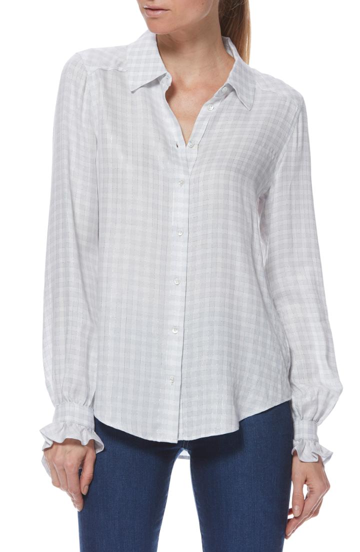 Women's Paige Mya Gingham Ruffle Cuff Shirt - White