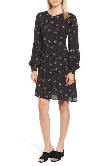 Women's Velvet By Graham & Spencer Floral Blouson Sleeve Dress - Black