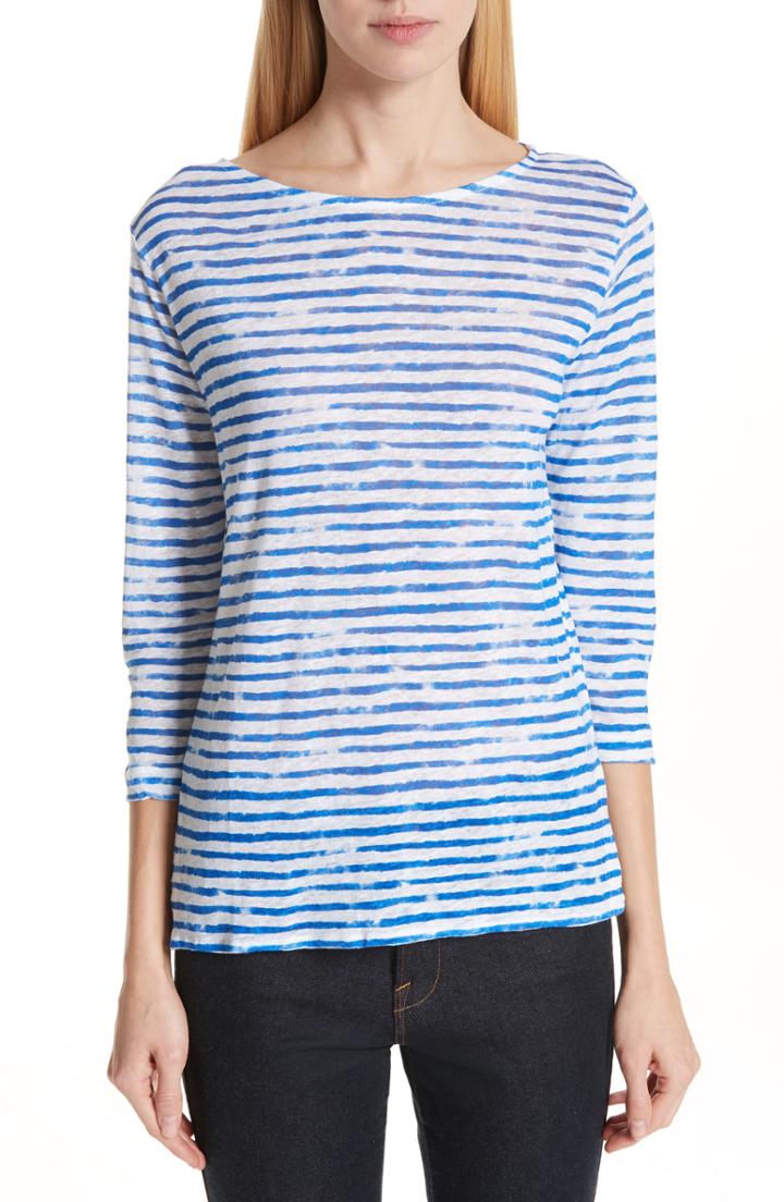 Women's Majestic Filatures Stripe Linen Tee