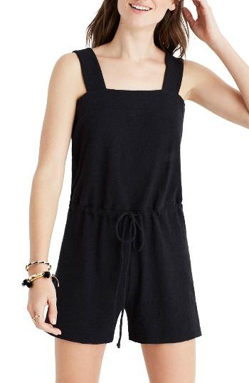 Women's Madewell Suzette Jacquard Cotton Romper - Black