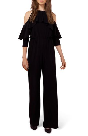 Women's Eci Studded Cold Shoulder Jumpsuit - Black