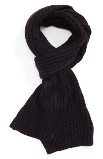 Men's Polo Ralph Lauren Chunky Rib Knit Scarf, Size - Blue