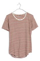 Women's Madewell Stripe Whisper Cotton Crewneck Tee, Size - Pink