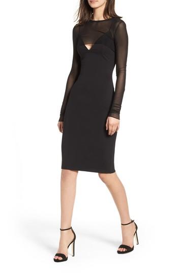 Women's Kendall + Kylie Mesh Overlay Sheath Dress - Black