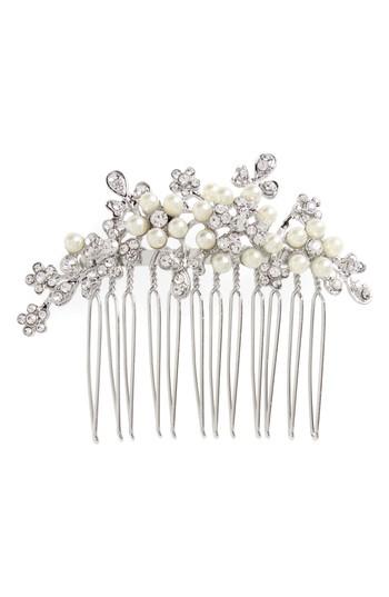 L. Erickson Elle Crystal & Imitation Pearl Hair Comb, Size - Metallic