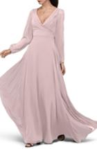Women's Watters Donna Luxe Chiffon Surplice A-line Gown - Pink