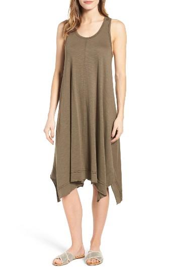 Women's Caslon Handkerchief Hem Slub Knit Tank Dress - Green