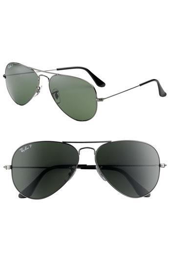 Ray-ban 58mm Original Aviator Polarized Sunglasses Lite Pewter