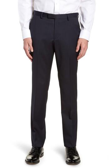 Men's Boss Lenon Flat Front Solid Wool Trousers R - Blue