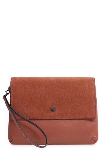 Lodis Los Angeles Raven Double Pouch Leather Clutch - Brown