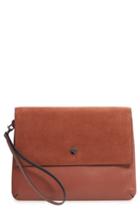 Lodis Los Angeles Raven Double Pouch Leather Clutch - Brown