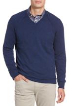 Men's Nordstrom Men's Shop Saddle Shoulder Cotton & Cashmere V-neck Sweater - Blue