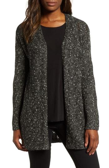 Women's Chaus Textured Cotton Blend Cardigan - Black