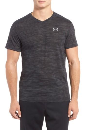 Men's Under Armour 'streaker Run' Microthread V-neck T-shirt, Size - Grey