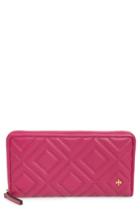Women's Tory Burch Louisa Embossed Lambskin Leather Continental Wallet - Pink