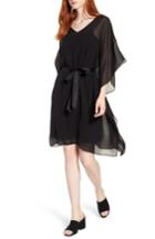 Women's Eileen Fisher Belted Silk Caftan Dress, Size - Black