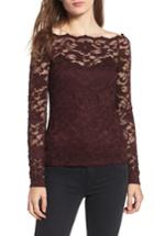 Women's Bailey 44 Black Site Off The Shoulder Lace Top - Burgundy