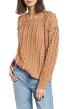 Women's Madewell Fringe Stripe Pullover Sweater - Brown