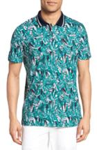 Men's Ted Baker London Legolf Leaf Print Golf Polo (xl) - Green