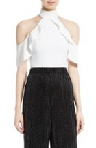 Women's Alice + Olivia Cabot Ruffle Cold Shoulder Crop Top