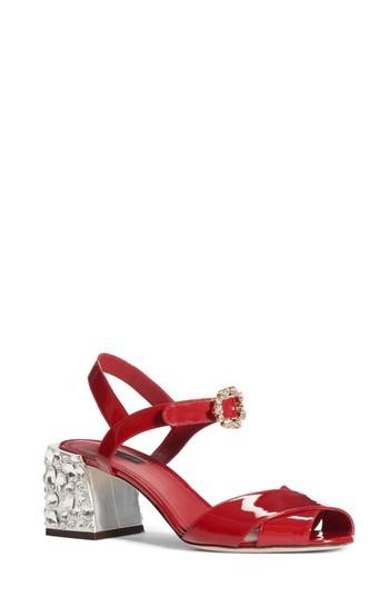 Women's Dolce & Gabbana Crystal Embellished Sandal Us / 36.5eu - Red