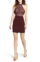 Women's Speechless Lace Halter Dress - Burgundy