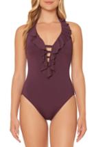 Women's Bleu By Rob Beattie Halter One-piece Swimsuit - Purple