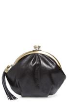 Women's Hobo Twirl Leather Coin Pouch - Black