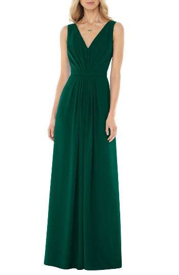 Women's Social Bridesmaids V-neck Georgette Gown - Green