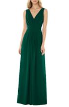 Women's Social Bridesmaids V-neck Georgette Gown - Green