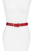 Women's Halogen Double Ring Leather Belt - Red Chili