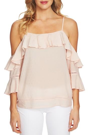 Women's Cece Ruffled Cold Shoulder Blouse, Size - Pink