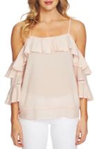 Women's Cece Ruffled Cold Shoulder Blouse, Size - Pink