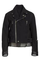 Women's Noir Kei Ninomiya Ribbon Trim Moto Jacket - Black