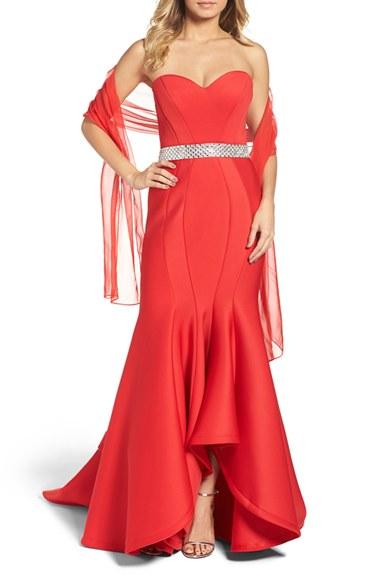 Women's Jvn By Jovani Mermaid Gown & Shawl