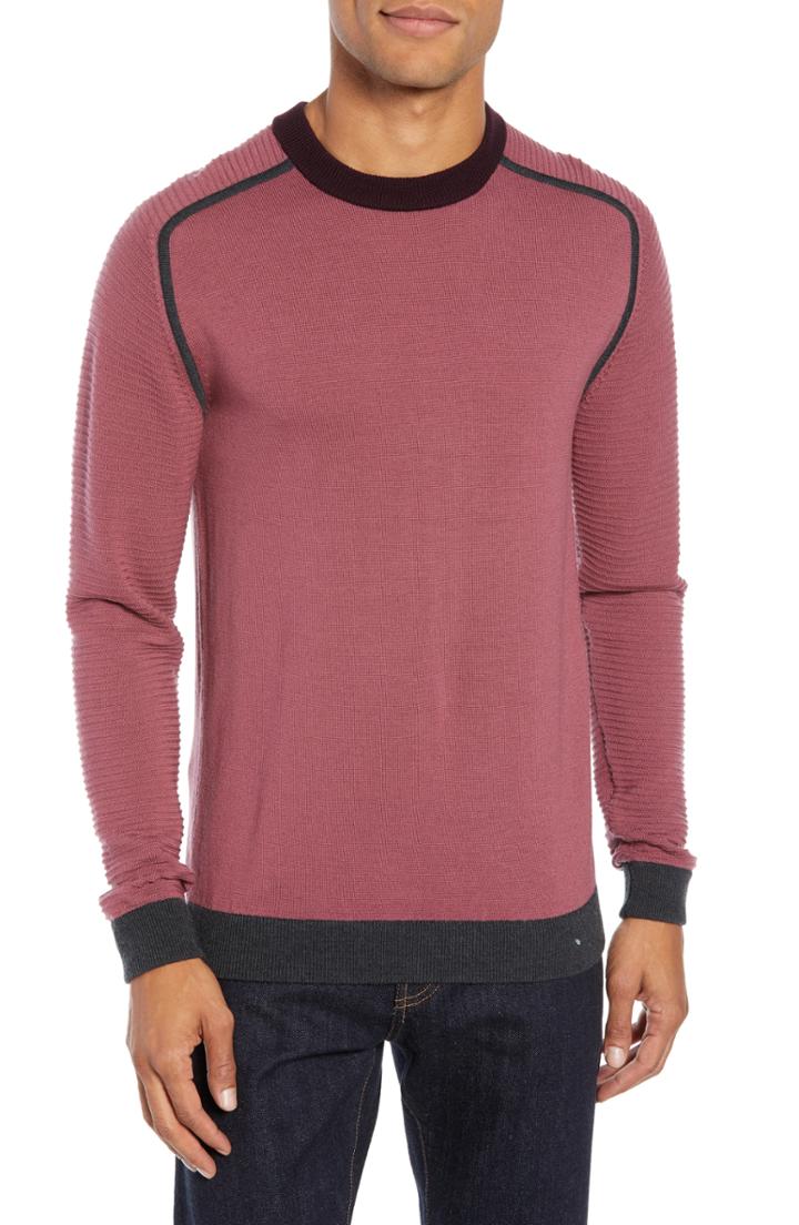 Men's Ted Baker London Juscott Raglan Sweater (l) - Pink