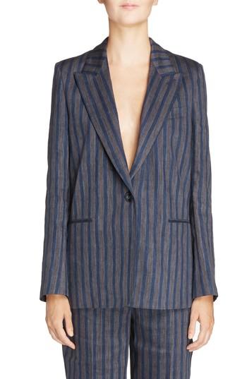 Women's Acne Studios Krista Linen Blend Blazer Us / 32 Eu - Blue