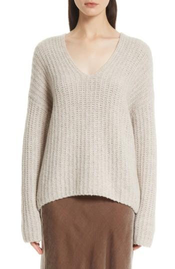 Women's Vince Deep V-neck Cashmere Blend Sweater - Beige