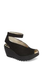 Women's Fly London 'yala' Perforated Leather Sandal .5-6us / 36eu W - Black