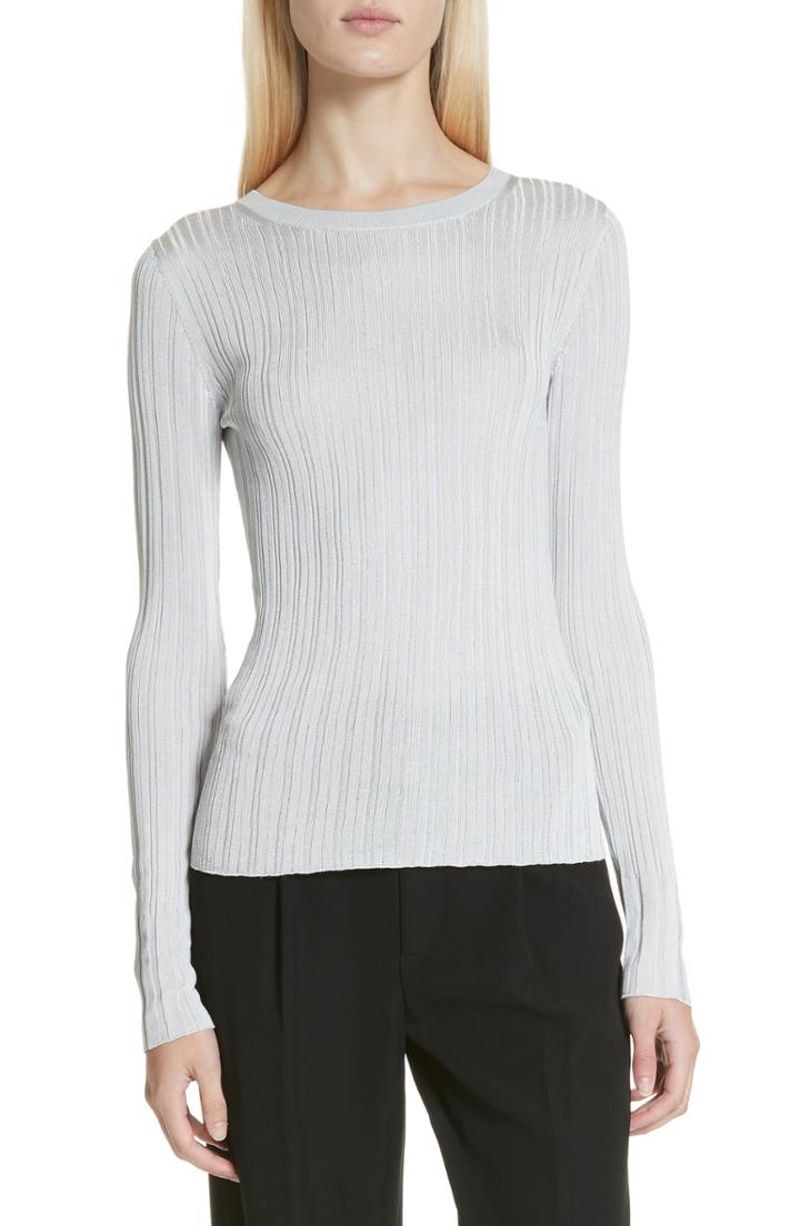Women's Vince Ribbed Crewneck Sweater - Metallic