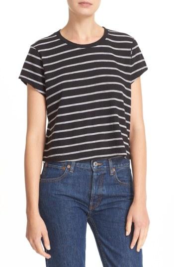 Women's Re/done 'originals' Stripe Boxy Cotton Tee - Black