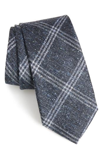 Men's Calibrate Devon Plaid Silk Blend Tie, Size - Blue