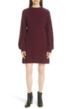 Women's See By Chloe Open Knit Sleeve Sweater Dress - Purple