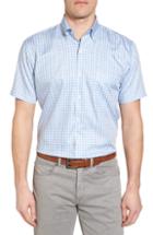 Men's Peter Millar Crown Soft Carlsplaid Regular Fit Sport Shirt, Size - Blue