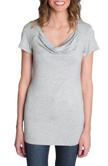 Women's Udderly Hot Mama 'chic' Cowl Neck Nursing Tee - Grey