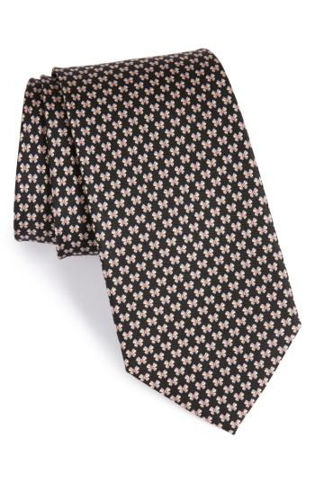 Men's Salvatore Ferragamo Bow Print Silk Tie, Size - Black