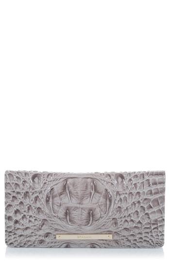 Women's Brahmin 'ady' Croc Embossed Continental Wallet - Grey