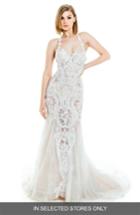 Women's Olia Zavozina Lena Beaded Lace Halter Gown, Size In Store Only - Ivory